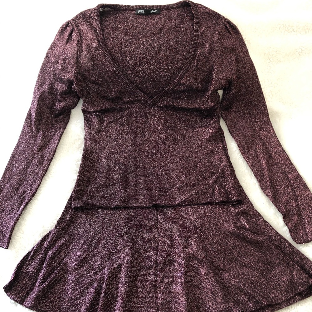 Betsey Johnson Knit Skirt in sparkly purple NWOT